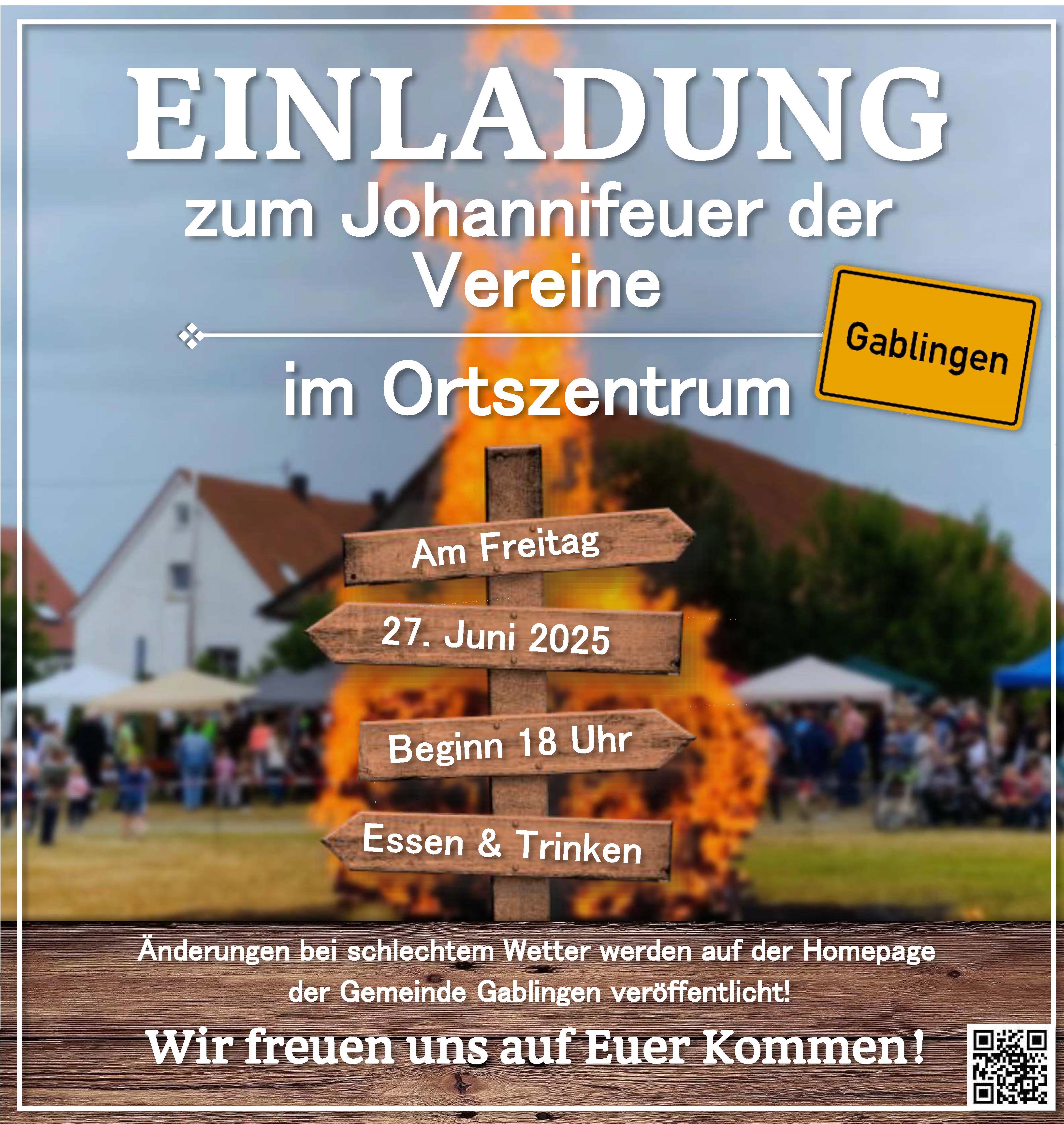 Einladung zum Johannifeuer der Vereine